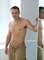Cute college stud Heath stripping by Frat Men