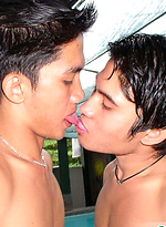 Hot Asian Stud sucks his mate\\\\\\\'s hard cock by the pool by BoyKakke