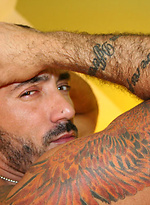 Tattooed hunk jacking off dick by ManAvenue