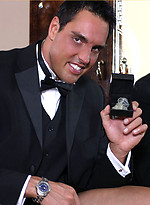 Marcello takes off his black suit and fills a condom with warm cum for one lucky fan by With Marcello With Marcello