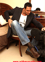 Shy fan puts on a mask and sucks Marcello\\\\\\\'s big feet and cock by With Marcello With Marcello