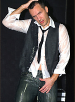 Gay hunk gets too horny and showers in his suit and socks, then pulls his hard cock by With Marcello