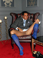 Horny stud Marcello can\\\\\\\'t help playing with his fat cock when he puts on his new socks and garters by With Marcello With Marcello