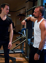A sexy stud endures a brutal bondage workout including flogging, electro, and a hard suspension fuck from a sadistic trainer with an enormous cock. by Bound Gods