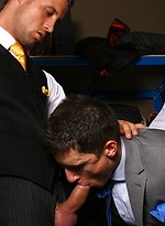 A pair of worthy boners stuck in one gay throat by Men at Play