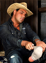 Marcello wearing a cowboy outfit and playing with his dick by With Marcello With Marcello