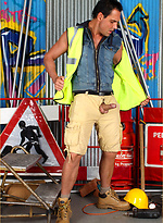 Marcello dressed as a sexy work man and playing with his dick by With Marcello With Marcello