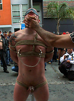 A stud is stripped naked and humiliated in public. by Bound in Public