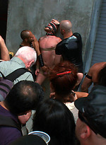 A stud is stripped naked and humiliated in public. by Bound in Public