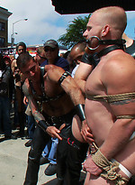 A stud is stripped naked and humiliated in public. by Bound in Public