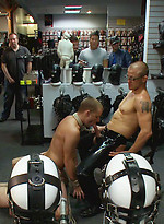 Young stud is bound and bukake for the first time at Mr. S Leather. by Bound in Public