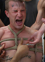 Cameron Adams is bound, beaten, humiliated and fucked in a public restroom. by Bound in Public
