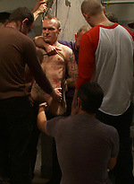 Riley Vicek makes his first appearance on video and he gets humiliated and gang-banged in the public toilet. by Bound in Public