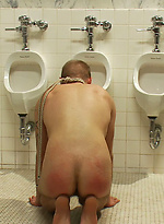 Riley Vicek makes his first appearance on video and he gets humiliated and gang-banged in the public toilet. by Bound in Public