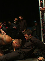 Studly Shane Frost gets tied up in the sling and fucked in front of 50 horny guests. by Bound in Public With Shane Frost