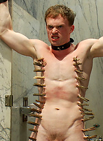 A sexy stud ends up being manhandled, bound, suspended and gang fucked, when he goes to a public restroom to service the horny men cruising there. by Bound in Public