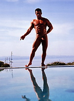 Muscle brunette man posing naked by Colt Studio