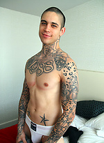 Straight Tattoo Artist Anthony Blaize strips and jacks off by Bentley Race