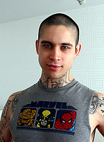 Straight Tattoo Artist Anthony Blaize strips and jacks off by Bentley Race