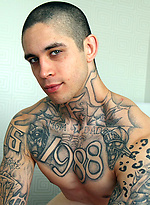 Straight Tattoo Artist Anthony Blaize strips and jacks off by Bentley Race