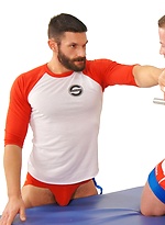Muscle hunk bounded and mouth-fucked by Bound Jocks