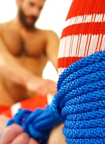 Muscle hunk bounded and mouth-fucked by Bound Jocks