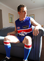 Aussie boy Brent Tyler strips of of his Footy Gear by Bentley Race