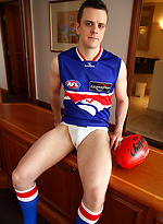 Aussie boy Brent Tyler strips of of his Footy Gear by Bentley Race