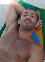 Latin hairy hunk Julius Cesare jacking off his uncut cock by Alpha Male Fuckers