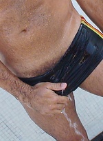 Latin hairy hunk Julius Cesare jacking off his uncut cock by Alpha Male Fuckers