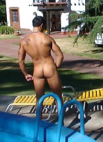 Leandro Silver jacking off outdoors by Alpha Male Fuckers