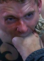 Cole Brooks gets piss in the mouth by Girth Brooks and licks his cum off the dirty floor. by Bound in Public With Girth Brooks