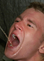 Cole Brooks gets piss in the mouth by Girth Brooks and licks his cum off the dirty floor. by Bound in Public With Girth Brooks