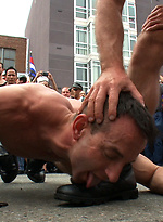 Public abused and gangbanged by Bound in Public
