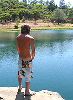 Skyler posing naked outdoors by Nextdoor Male
