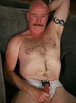 Bald daddy Dan Bennett jacking off dick by Hot Older Male