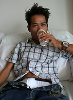 Cute Asian boy sipping beer before guzzling cum by BoyKakke