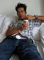 Cute Asian boy sipping beer before guzzling cum by BoyKakke