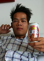 Cute Asian boy sipping beer before guzzling cum by BoyKakke