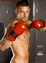 Mike Roberts posing in a locker room by Hot House Backroom With Mike Roberts