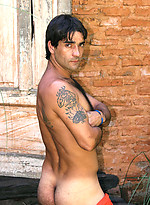 Miguel Torres posing naked outdoors by Brazilian Studz