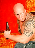 Tattooed bald muscle man Devil by Scary Fuckers With Devil