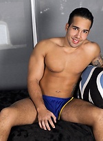 Hot Latino stud David Reyes jerks his hard throbbing cock, teases his sensitive cockhead while he plays with his precut, and shoots his load all over by Randy Blue With David Reyes