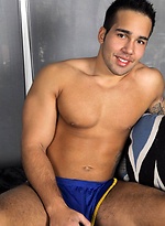 Hot Latino stud David Reyes jerks his hard throbbing cock, teases his sensitive cockhead while he plays with his precut, and shoots his load all over by Randy Blue With David Reyes