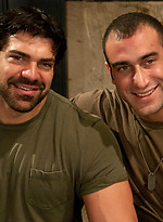Two bodybuilder soldiers tie up, flog and beat each other. One fucks the other in bondage. by Bound Gods