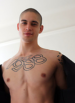 Hot tattooed boy jacking off by Bentley Race