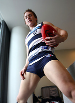 Footy Fan Brad Thomas Getting Off before the Game by Bentley Race