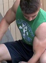 Parker jerking off dick by Frat Men