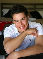 Muscled college twink Davis by Frat Men