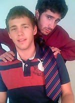 Nice collge dude posing by Frat Men
